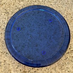 Round Blue Large Glass Candle Holder Plate Thumbnail