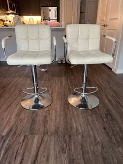 Yaheetech Bar Stools Set of 2, PU Leather Adjustable Swivel Barstools, Hydraulic Kitchen Counter Hei