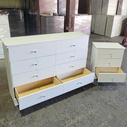 White Dresser And Nighstand, Gabetero, Cajonera