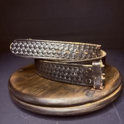 Leather Duty Belt (Size 40") Waist Black Basket Weave Leather