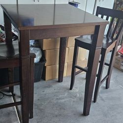 Pub Style Table With 2 High Chairs