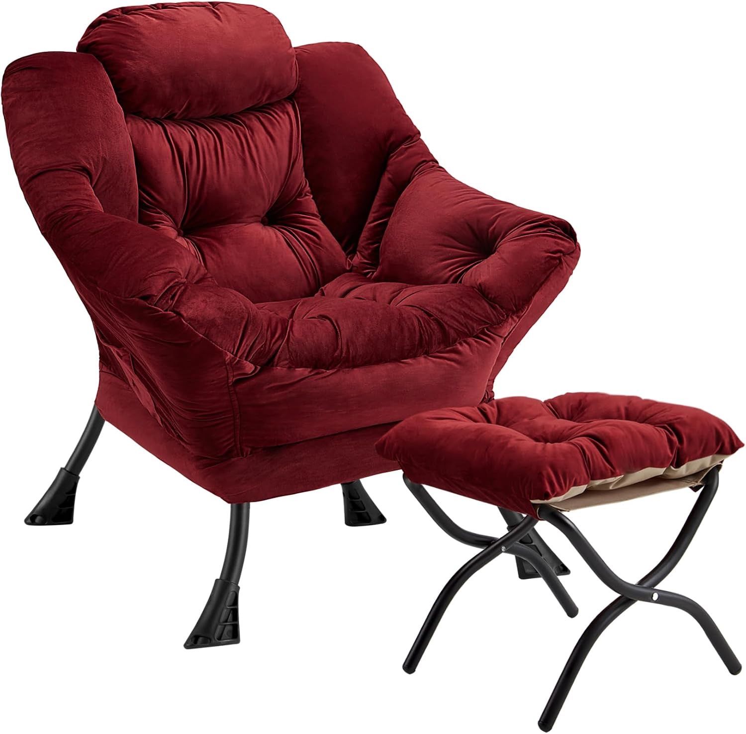 Chair with Folding Ottoman Modern Large Accent Chair,Contemporary Lounge Leisure Sofa Chair with Armrests Upholstered Sofa Armchair Reading Chair for