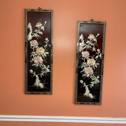 Vantage Set Of Two Asian Flowers Wall Panels