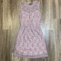 Womens Purple Lace Dress - M