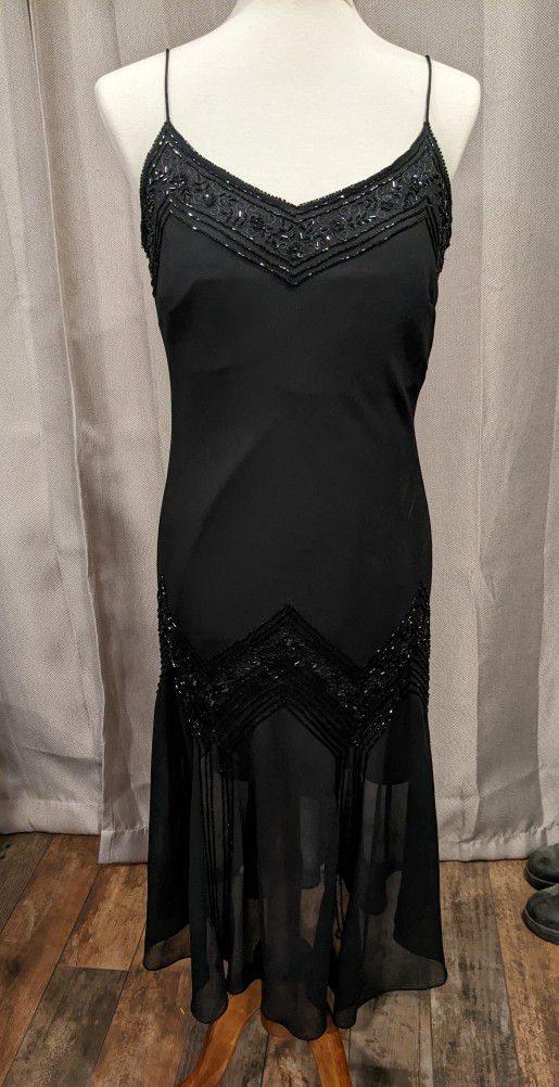 Gorgeous Black Beaded 1920s Style Jkara Dress 