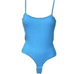  Turquoise Blue Tank Top Bodysuit Body Suit Adjustable Cami Camisole Small S NEW 