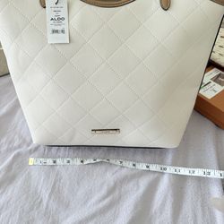 NWT ALDO Quilted Tote Bag - Cream & Gold