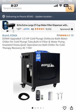 Brand: EONIX 3.0***** (5) EONIX Upgraded 1/2 HP Cold Plunge Chiller,Ice Bath Water Chiller for Cold Plunge Tubs,Built-in Filter & Water Pump, Insulate