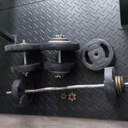 Curl bar + dumbbels adjustable weight 