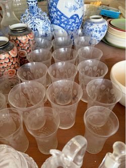 Vintage Frosted Glassware Collection – Cups, Tumblers & Serving Pieces