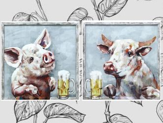Beer pig and cow art