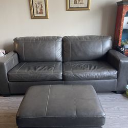 Morelos Queen Leather Sofa Sleeper And Ottoman