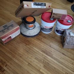 PLEASE READ DESCRIPTION  FOR Quantity Floor Scrubber,stripper, Wax  Sealer, and Pads 