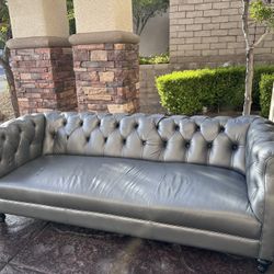 Soft leather Couch Metallic Grey