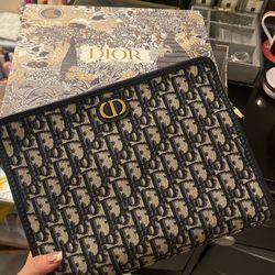 Christan Dior Unisex Canvas Logo Clutch