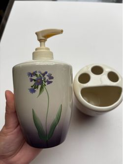 Lavender Soap and Toothbrush Holder Set