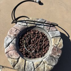 Outdoor Patio Natural Stone Gas Fire Pit for Backyard, Garden - Multicolor