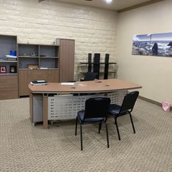 Modern L Shaped Desk With Storage Hutch