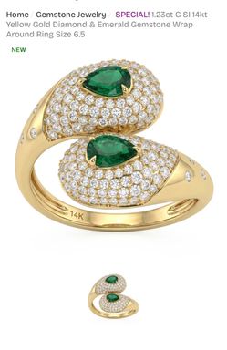 14kt solid diamond and real gemstone ring