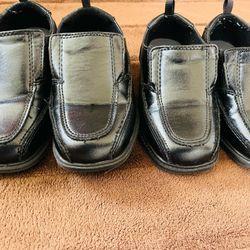 2 Pairs Black Dressing Slip-On Shoes - Toddler Size 8 & 9