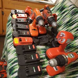 Use Black And Decker Tools. 11 Drill 12 Battery 1 Light. 1 Table Saw  3 Chargers