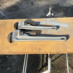 2 Ridgid Aluminum Pipe Wrenches 18-14 Inch 