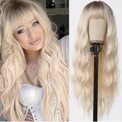 Human hair blend blonde ombre wig