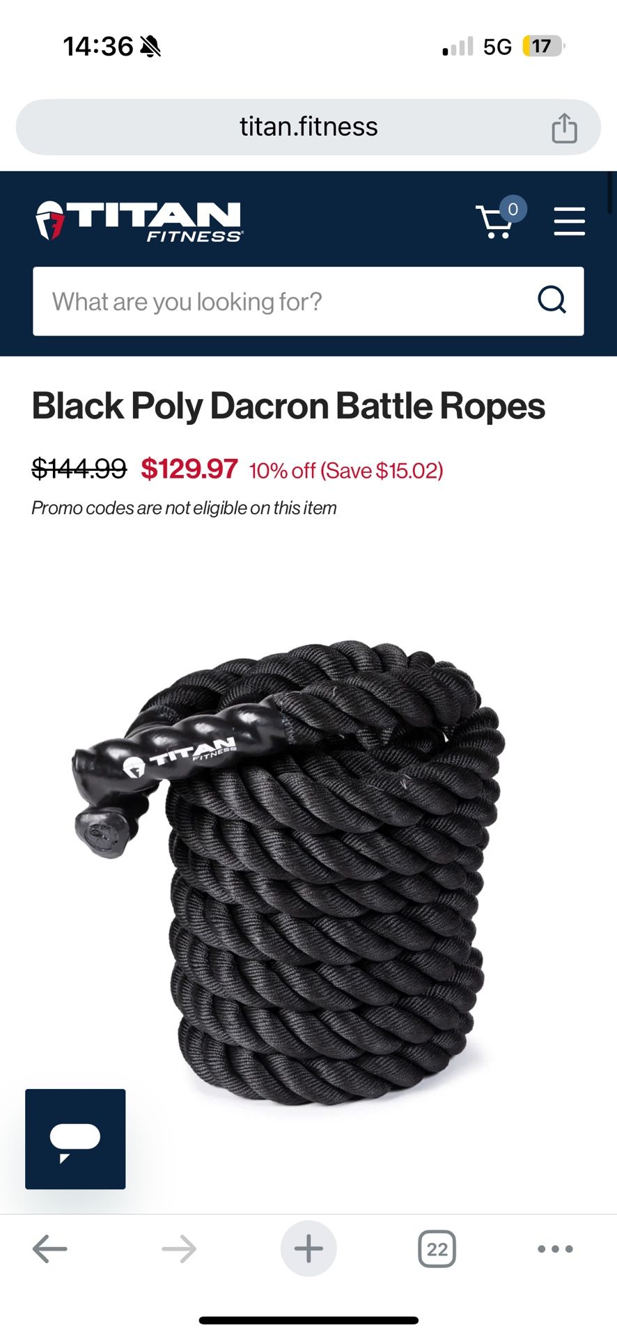 Titan Black Poly Dacron Battle Ropes