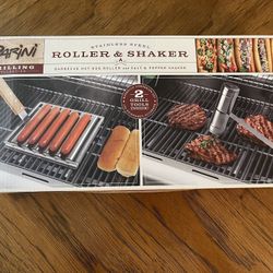 New Parini Roller & Shaker - Grill Tools - Barbecue Hotdog Roller and Salt and Pepper Shaker