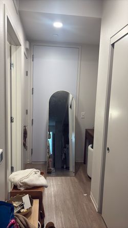 Full-Length Arched Floor Mirror Gold Frame