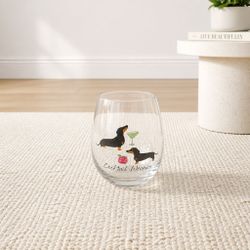 Set of 4 dog & cat Stemless Wine glasses