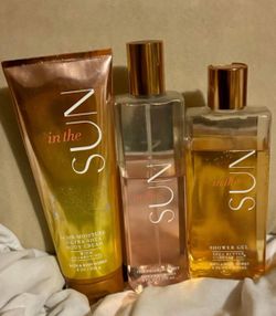 Bath & Bodyworks In The Sun: Fine Fragrance Mist, Body Cream & Body Wash.