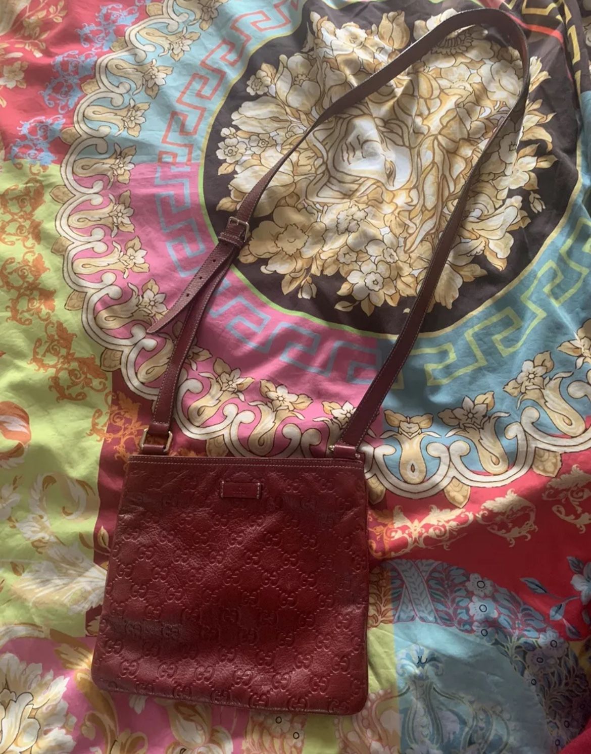 Red Gucci Embossed Guccissima Crossbody Bag