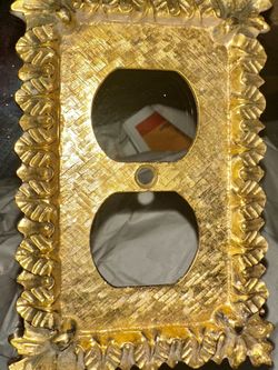 VINTAGE EDMAR 43-T&T-BRASS LIGHT SWITCH & OUTLET COVERS-ORNATE VINTAGE