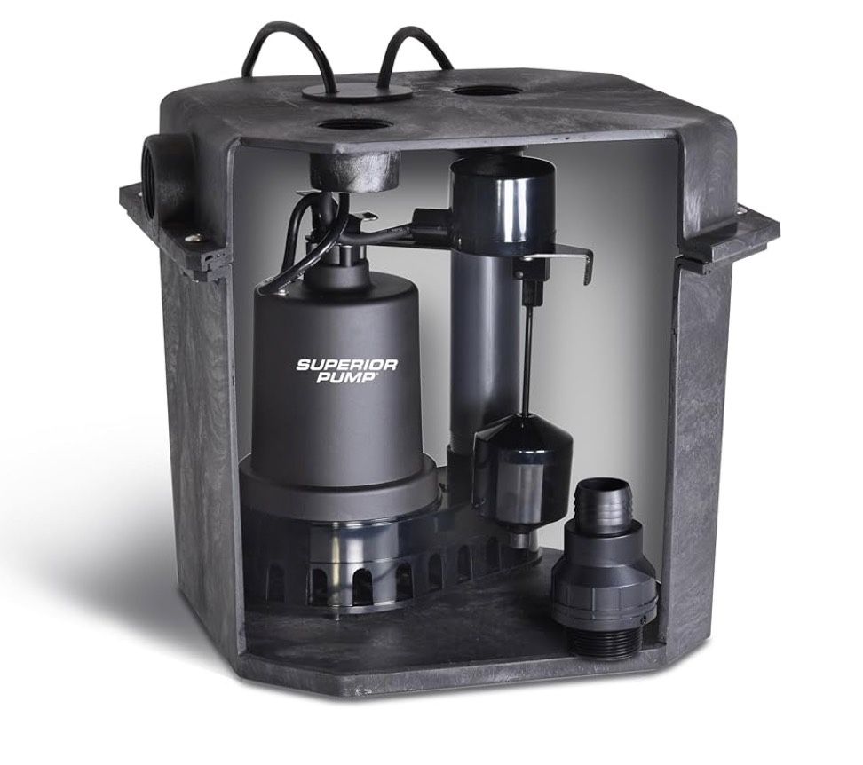 NEW! Superior Pump 1/3 HP Remote Sink Drain Pump System, Black (92072-U)