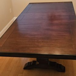 French Style Trestle Base Table with Two Leafs 