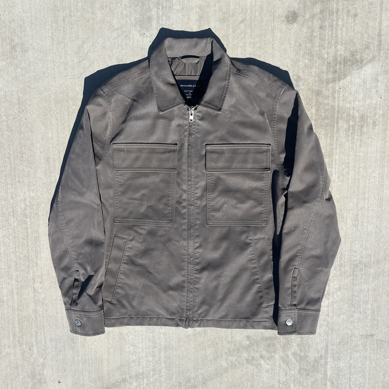 Abercrombie & Fitch Vegan Suede Zip Up Jacket