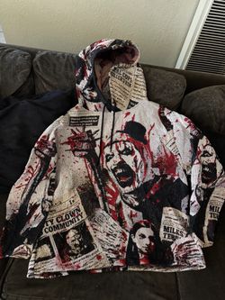 Terrifier Art the Clown Jacquard Knit Hoodie Large NWT