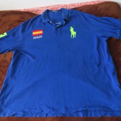 Vintage Polo Ralph Lauren Shirt Mens Spain Big Pony Blue #3 2XB