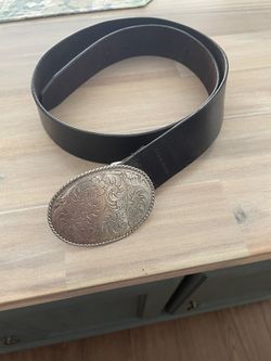 Leather Belt, Silver Buckle