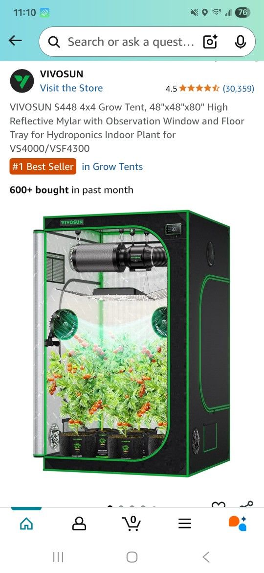 4x8 Grow Tent w/ 2 Lights and 6" Ventilation Fan Filter