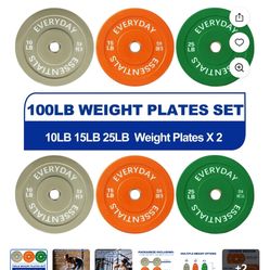 BalanceFrom Bumper Plate with Steel Hub, 100 Ib Set Color 