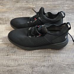 FootJoy FJ Flex XP Golf Shoes Mens 12W Wide Black Knit Athletic Spikeless Comfort