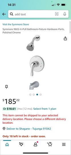 Symmons 9602-X-PLR Bathroom-Fixture-Hardware-Parts, Polished Chrome