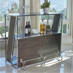 Aged oak / chrome/ tempered glass 12 bottle wine rack Bar unit