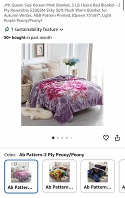 2 JYK Queen Size Korean Mink Blankets - Soft Plush Fleece, Light Purple Peony - New