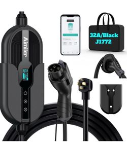 AIMILER Level 2 Electric Vehicle (EV) Charger(WIFI APP/Plug-play), 32A, 25ft Cable ETL Certified, 220V-240V NEMA 14-50P Plug EVSE w/ J1772 Connector, 