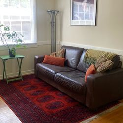 Genuine, Top-grain Leather Couch (rich chocolate brown color) Pillows Included