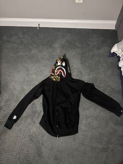 Bape Full Zip Hoodie Black And Camo Hood Size L 
