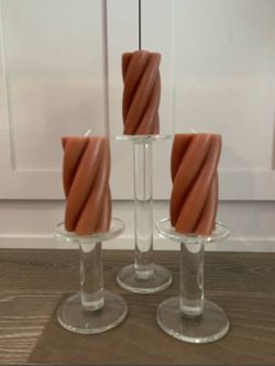 Clear Glass Pillar Candle Holders – Set of 3